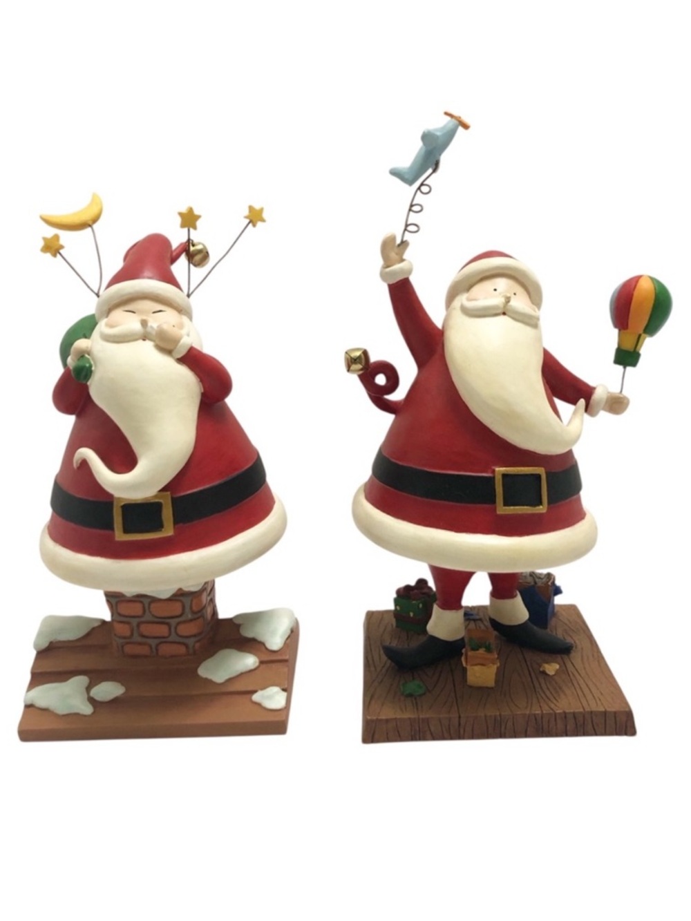 Bobble Body Santa Figurines Stars Moon Toys Set of 2